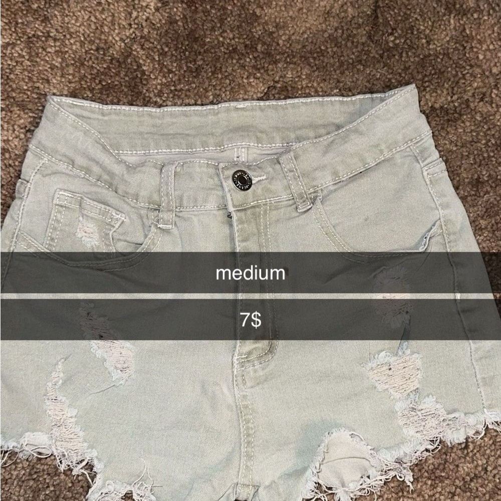 Distressed light green Denim Shorts